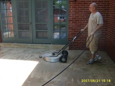 Proper surface prep includes removing any coatings or impurities on the concrete slab as well as leveling and profiling the concrete so the overlay can bond with the surface.