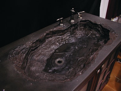 This Quarry Sink is a signature design of Cutting Edge Decorative Concrete. Gregory Mata uses a proprietary process to create the look, touch and feel of an eroded rock formation.