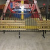 Decorative concrete mimics a wood boardwalk at iPlay America indoor theme park in New Jersey.