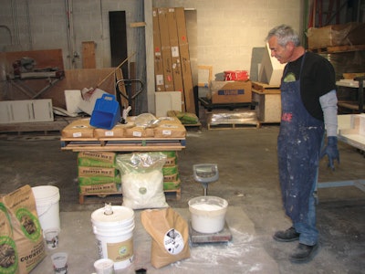 Buddy Rhodes with the products he utilizes on GFRC projects.