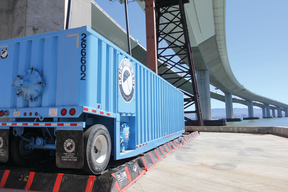 Holding tanks were just part of the Rain for Rent solution to capture drilling water containing high pH and sediment levels.