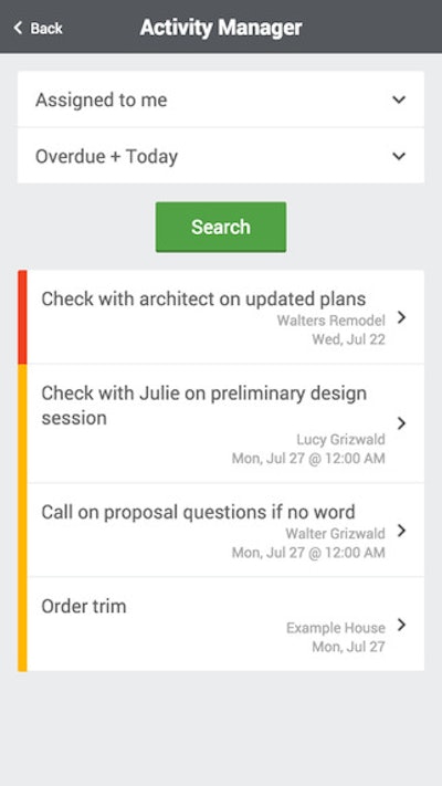 When clients log into the system, they receive a progress report with any recent photos that have been added, a financial overview of the project’s budge, and alerts or requests that need their attention.