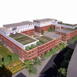 The model of the new 122 Delaware Apartment complex shown here is an all concrete structure. The apartment building rooftops will include gardens and concrete paver walkways, a load that concrete can easily accommodate.