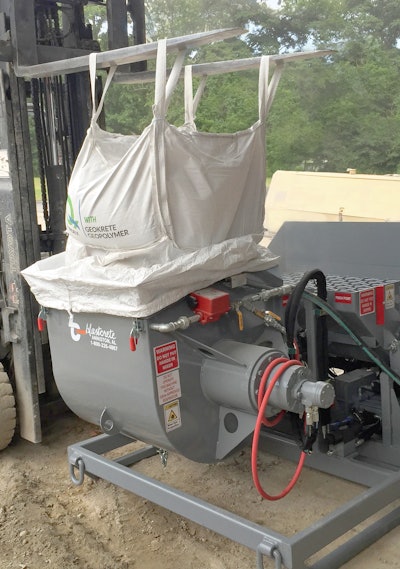 Blastcrete Equipment Company introduces its patent-pending DustAway dust suppression system. It consists of a bulk bag with a dust ruffle that surrounds a mixer’s opening to encapsulate airborne particles and control respirable dust.