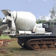 Terramac will unveil a new, compact-sized crawler carrier model and display its latest specialty unit, the RT9 equipped with a concrete mixer.