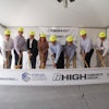 High Concrete Group LLC leaders and local officials break ground on a manufacturing revitalization at its Denver, Pa. headquarters production facility.