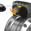 The Continental intelligent steer tires feature a built-in TPMS sensor that transmits tire pressure and temperature data via wireless signal.