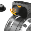 The Continental intelligent steer tires feature a built-in TPMS sensor that transmits tire pressure and temperature data via wireless signal.
