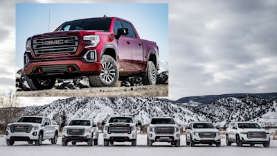 Sales success of the GMC Sierra AT4 (inset 2019 model) drove adoption of the off-road capability package across GMC's truck and SUV line.