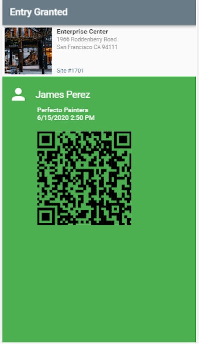 Safe Site Checkin Entry Granted