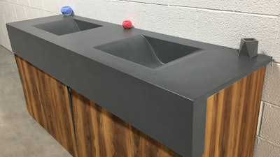 A vanity made with GFRC.