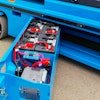 A Sinoboom scissor lift fitted with Discover batteries as standard