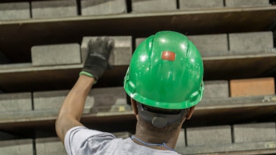 Solida concrete pavers being loaded into the CO2 curing chamber.