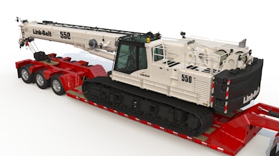 TCC-550 features a full-power 36.5 to 115 feet, four-section boom.