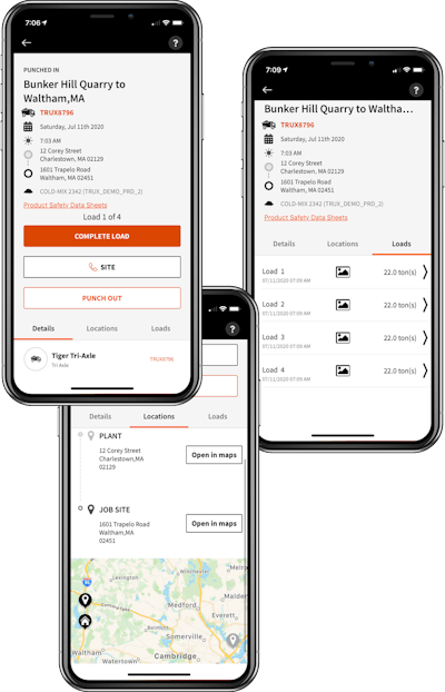 Trux Contactless Ticketing integrates sales orders and scale tickets directly into technology solutions for all participants in the material supply chain. Image source: Trux