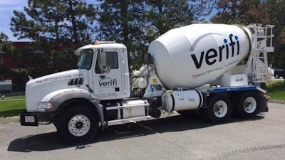 The Verifi In-Transit Concrete Management system uses sensors installed on ready mix trucks to enable real-time sophisticated, automated process monitoring and control during transit from the ready-mix plant to the jobsite. The system measures slump, temperature, water addition, revolutions, admixture additions and elapsed time.
