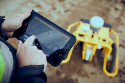 A tablet app can be used to control TinyMobileRobots infrastructure robots manually, on roadway premarking projects outside of cell signal range, for instance. The robots primarily navigate using GNSS satellite signals.