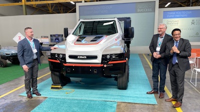 A configuration of the electric stake truck was unveiled at Work Truck Week in Indianapolis on March 8., then shipped to Sacramento for a ceremonial presentation of the key fob to SMUD at an event hosted by the California Mobility Center.