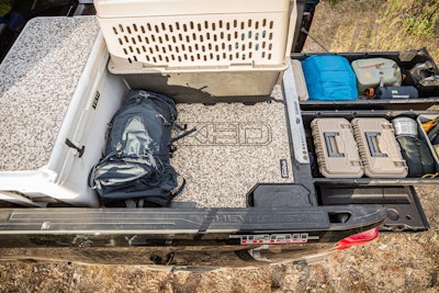 The DECKED SeaDek Traction Mat is router-cut to match the topography and geometry of the DECKED drawer system for access to stored gear and does not interfere with drawer system removal or reinstallation.
