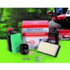 Available for popular lawn mower brands, each kit features up to 10 items such as an air filter, pre-filter, oil filter, fuel filter, hose clamps, spark plugs and motor oil.