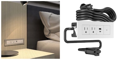 The dash Furniture Power Center can be added directly into furniture, while the dash Power Tower brings power to indoor spaces with a free-standing tower.