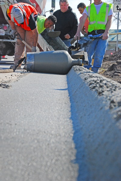 With a single-operator curbing machine, crews can complete curb and gutter work up to twice as fast as with manual methods, pouring and finishing up to 2,000 feet in a single day.