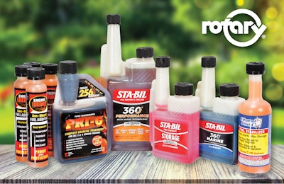 A complete line of products is featured in Rotary’s 2023 master parts catalog including STA-BIL, Ethanol Shield, PRI-G, Sea Foam, B3C, Helix and pre-mixed VP Fuels.