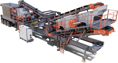 The portable plant can process recycled concrete, reclaimed asphalt and pit run materials into valuable salable products.