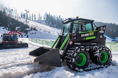 First Green Industries' Elise 900 electric-powered wheel loader has lower noises and vibrations than traditionally powered wheel loaders.