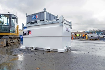 This DEF storage solution has a capacity of 100 gallons and can attach to the following models TransCube Global fuel tanks — the 20TCG, 30TCG, 40TCG and 50TCG.