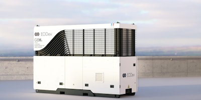 For a 100 percent emissions-free temporary power solution, equipment rental providers can pair a BESS with a hydrogen generator, such as the GEH2 electro-hydrogen generator from EODev (shown here).