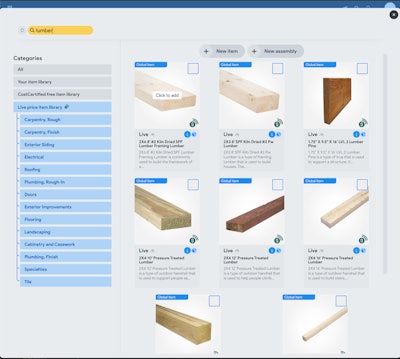 Powered by 1build, contractors using CostCertified's AutoCost can add material requirements for upcoming bids within the platform and retrieve the most up-to-date prices for more than 25,000 items with the click of a button, regardless of location.