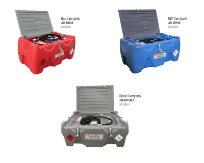 The portable Carrytanks are designed to fit in the bed of a pickup truck below the height of truck bed sides.