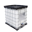 Constructed of chemical resistant polyethylene (PE), the Full Size model sits atop a standard IBC tote, covering the entire surface of 275- to 330-gallon IBCs.