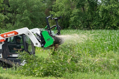 The Drum Mulcher DC Pro is engineered with a 50-in. cutting width to slice through trees and brush and mulch material up to 8 in. in diameter.