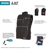 The DCV202ZL utilizes Makita 18V LXT batteries that can provide heat for up to 35 hours using one fully charged 6.0Ah LXT battery on low setting (battery not included).