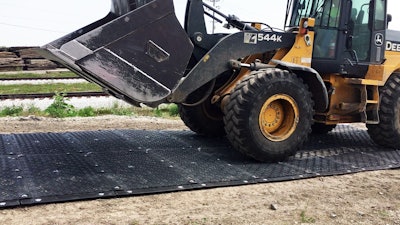 MaxiTrack is an access mat solution that can be deployed by hand for companies that need to provide temporary access for wheeled or tracked equipment weighing up to 150 tons.