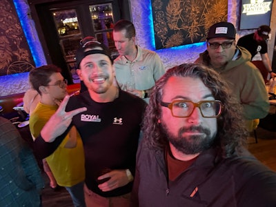 At the Blacktop Banter PAVE/X Kickoff party. Kenny Roy, Royal Pavement Solutions; Brandon Noel, Editor, Pavement Maintenance and Reconstruction.