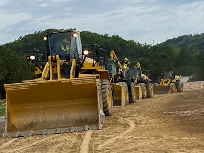Several wheel loaders were available to operate.