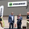 From left: Richard Aulin, vice president Region Americas; Stefan Stockhaus, CEO of Steelwrist; Sen. Richard Blumenthal, and Peter Gaj, vice president of sales at Steelwrist Inc.