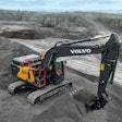 The 23-ton EC230 Electric is a general-purpose crawler excavator that first launched in early 2023. It has a breakout force of 33,500 lbf., a maximum digging reach of 32 ft., 7 in. and a maximum digging depth of 22 ft., 1 in.