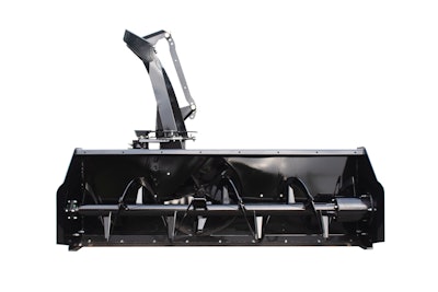 With an 11-in. chute diameter, the new snow blower attachment is built to evacuate high volumes of snow.