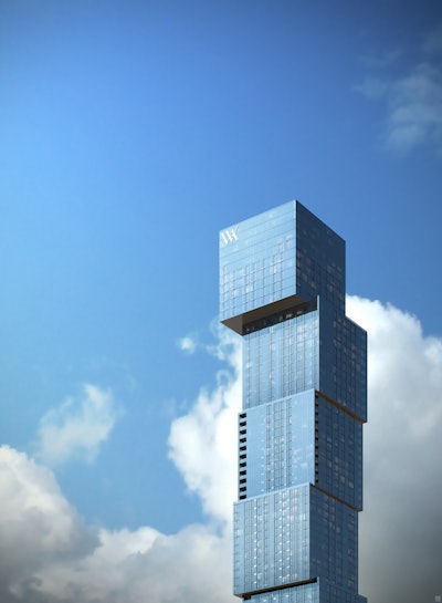 Rendering of the Waldorf-Astoria Miami building.
