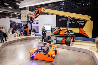 The JLG Galileo and Autonomous Mobile Charging Robot concepts as seen at CES 2025.