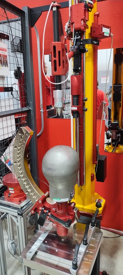 One of the helmet impact testing machines.