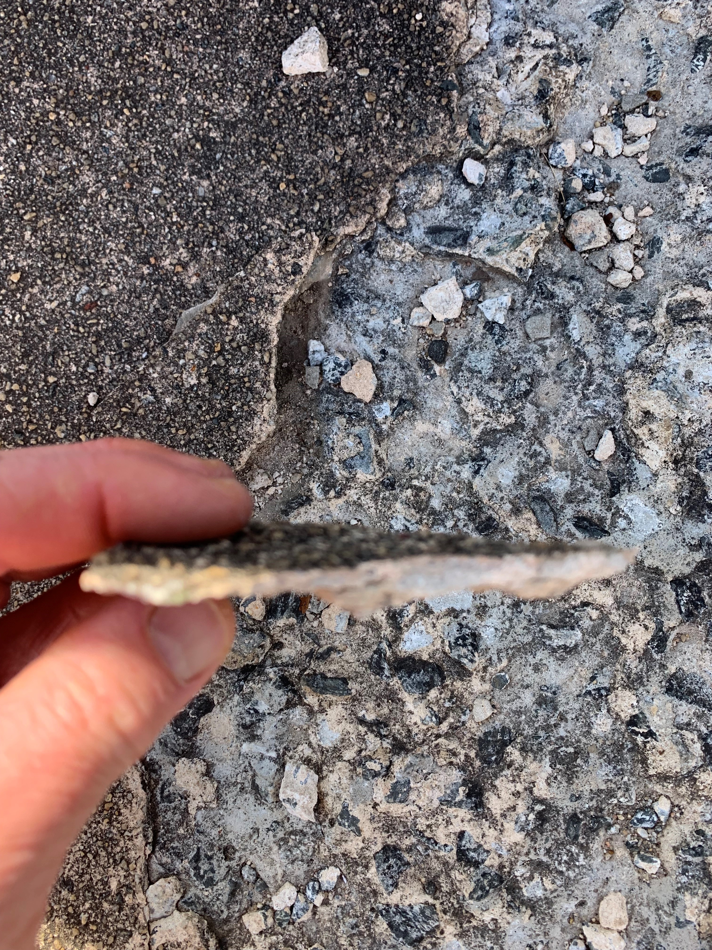 Example of concrete delamination