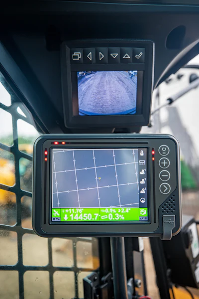 SmartGrade from John Deere is fully integrated into the machine, which reduces setup time, minimizes damage risk to componentry and improves reliability, SmartGrade is paired with controls designed to be intuitive with an easy-to-use user interface.