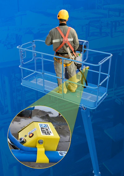 Genie considers its Lanyard Alert similar to automotive seatbelt warnings that we are all familiar with in our cars. When not clipped in, a red warning light will flash. If the footswitch is enabled and the lanyard is still not attached, a targeted noise will start beeping.