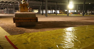 Proper subbase preparation and vapor barrier installation are critical to slab performance, helping control moisture migration and ensuring uniform support.