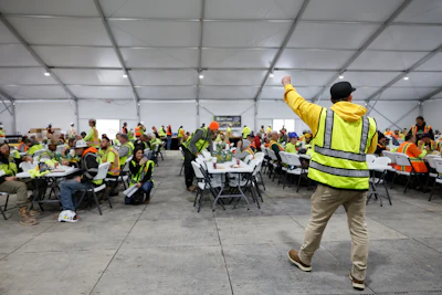 Baumgartner joined construction pros for a discussion focused on jobsite safety, preparation and the realities of sustaining a career in the trades. The event underscored that today’s construction workers are highly skilled professionals whose work requires the same focus on endurance and recovery seen in elite sports.